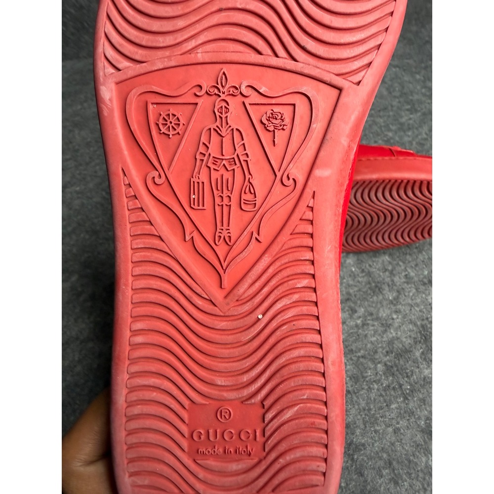 Gucci Ace High Top Red Leather Sneakers Interlocking G Logo 625672 Mens 7 US 8 - Picture 11 of 13